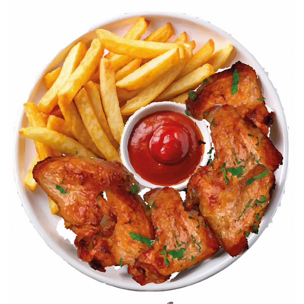 89 Pouletflügel mit Pommes